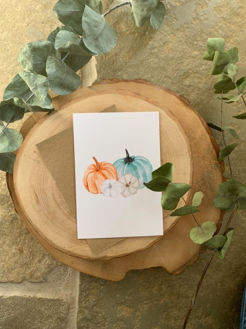 Quadruple Pumpkins Autumn Seasonal Wall Home Decor Print-0